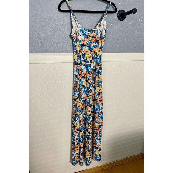 Guess Women’s Spaghetti Strap Surplice Neck Floral Maxi Dress Multicolor - Picture 5 of 12